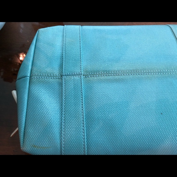 Dooney & Bourke Blue Coated Cotton Leather Trim - Picture 5 of 8